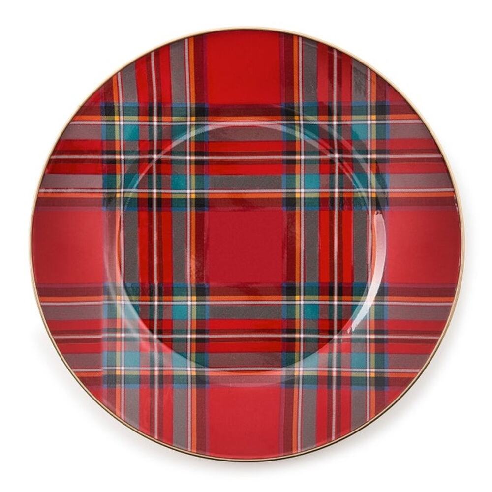 NEW Mackenzie-Childs Tartastic Enamel Dinner Plate - 10in Red